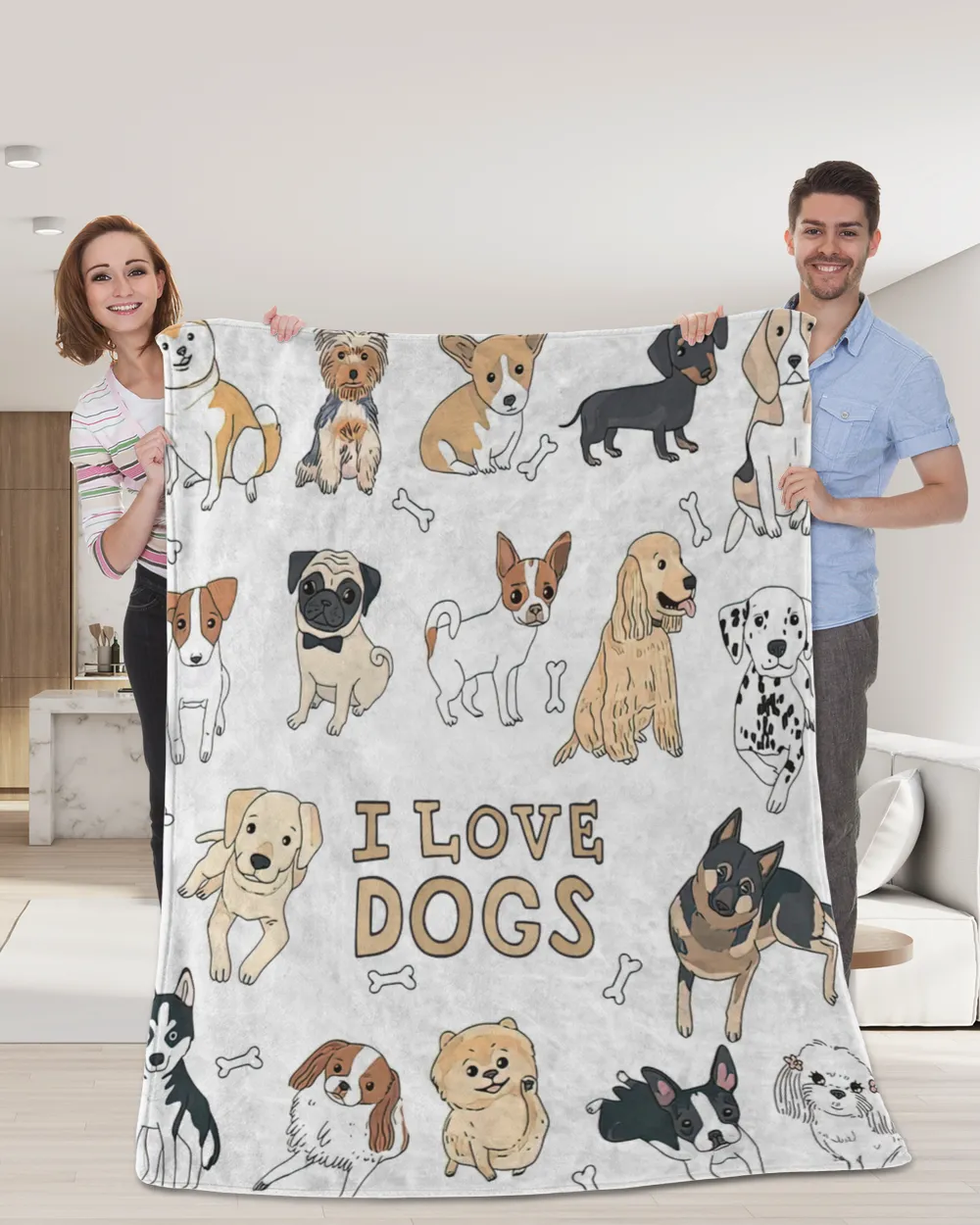 I Love Dogs Blanket - Pet Love Blanket