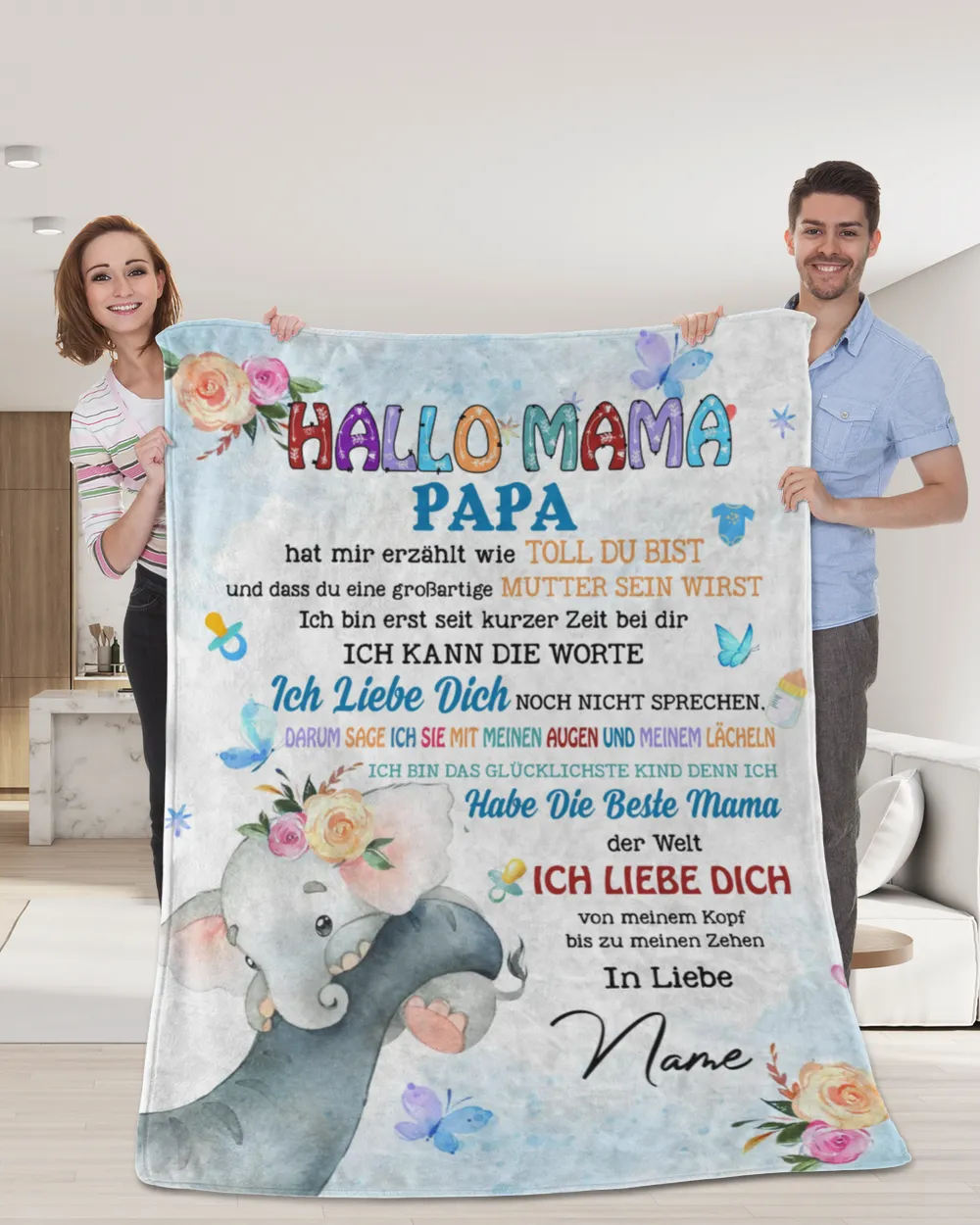 Hallo mama Cozy Plush Fleece Blanket white 30x40in