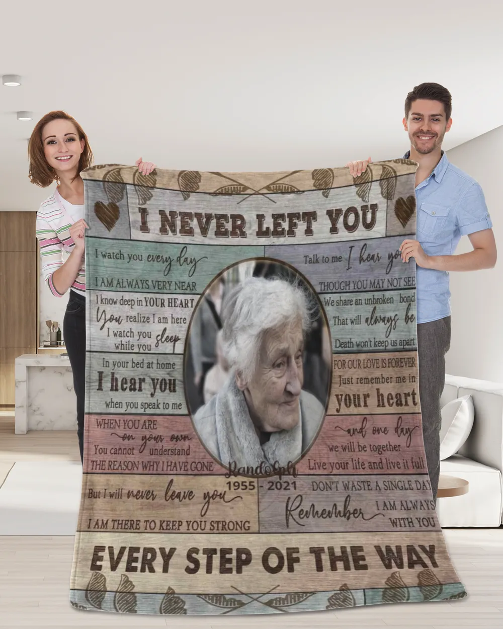 Personalized Custom I Never Left You Memorial Memory Photo Blanket Sherpa Fleece Blanket FBL22 Cozy Plush Fleece Blanket white 30x40in