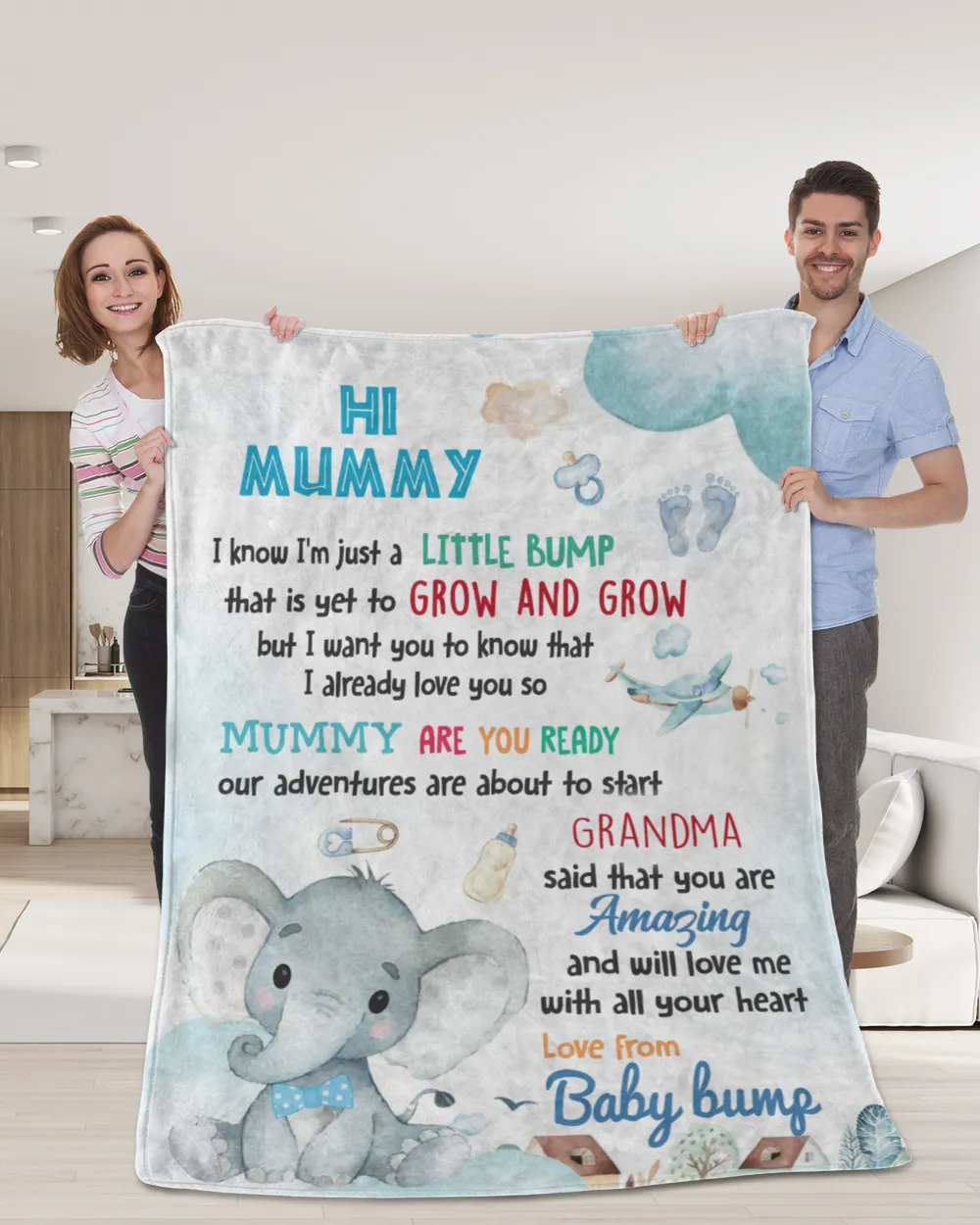 Hi mummy I know I'm just a little bump Cozy Plush Fleece Blanket white 30x40in