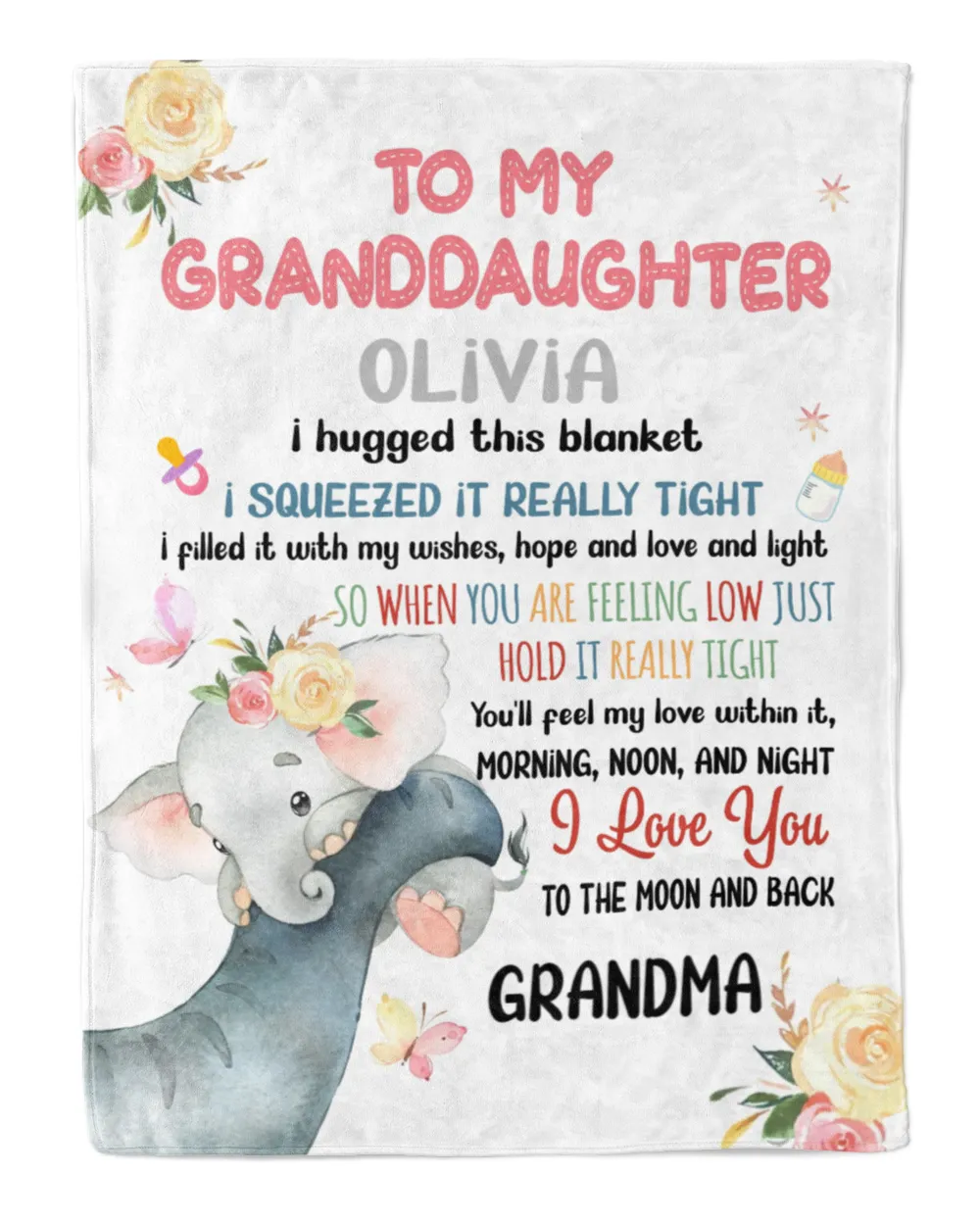 To my granddaughter Cozy Plush Fleece Blanket white 30x40in