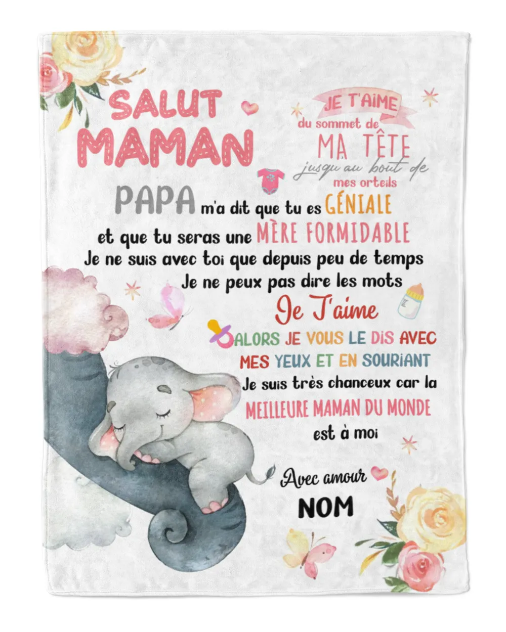 Bonjour maman Cozy Plush Fleece Blanket white 30x40in