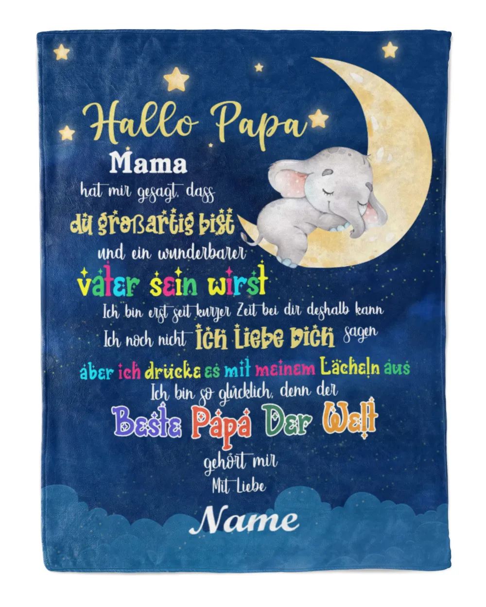Hallo Papa Cozy Plush Fleece Blanket white 30x40in