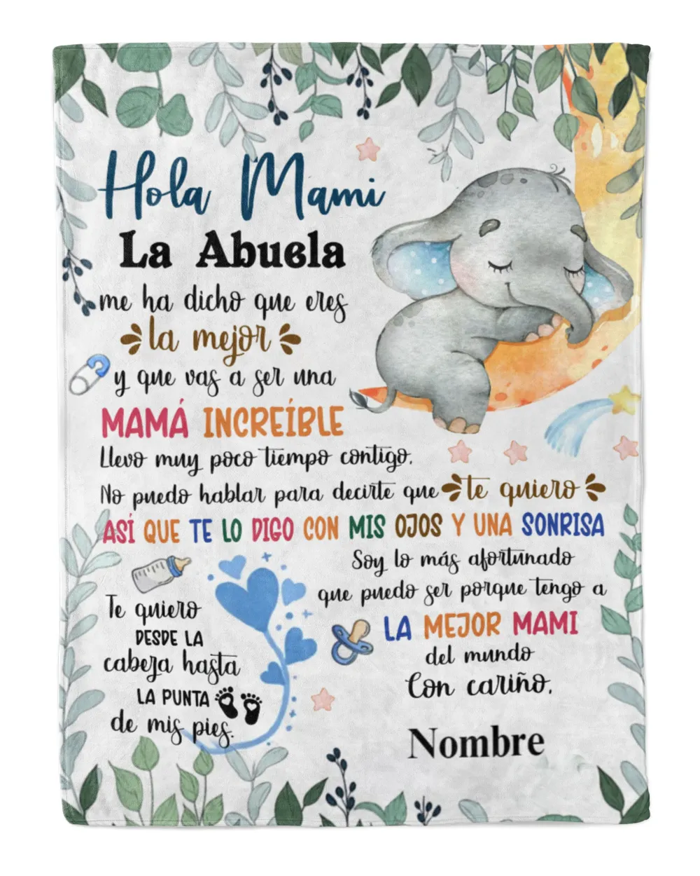 Hola mamá Cozy Plush Fleece Blanket white 30x40in