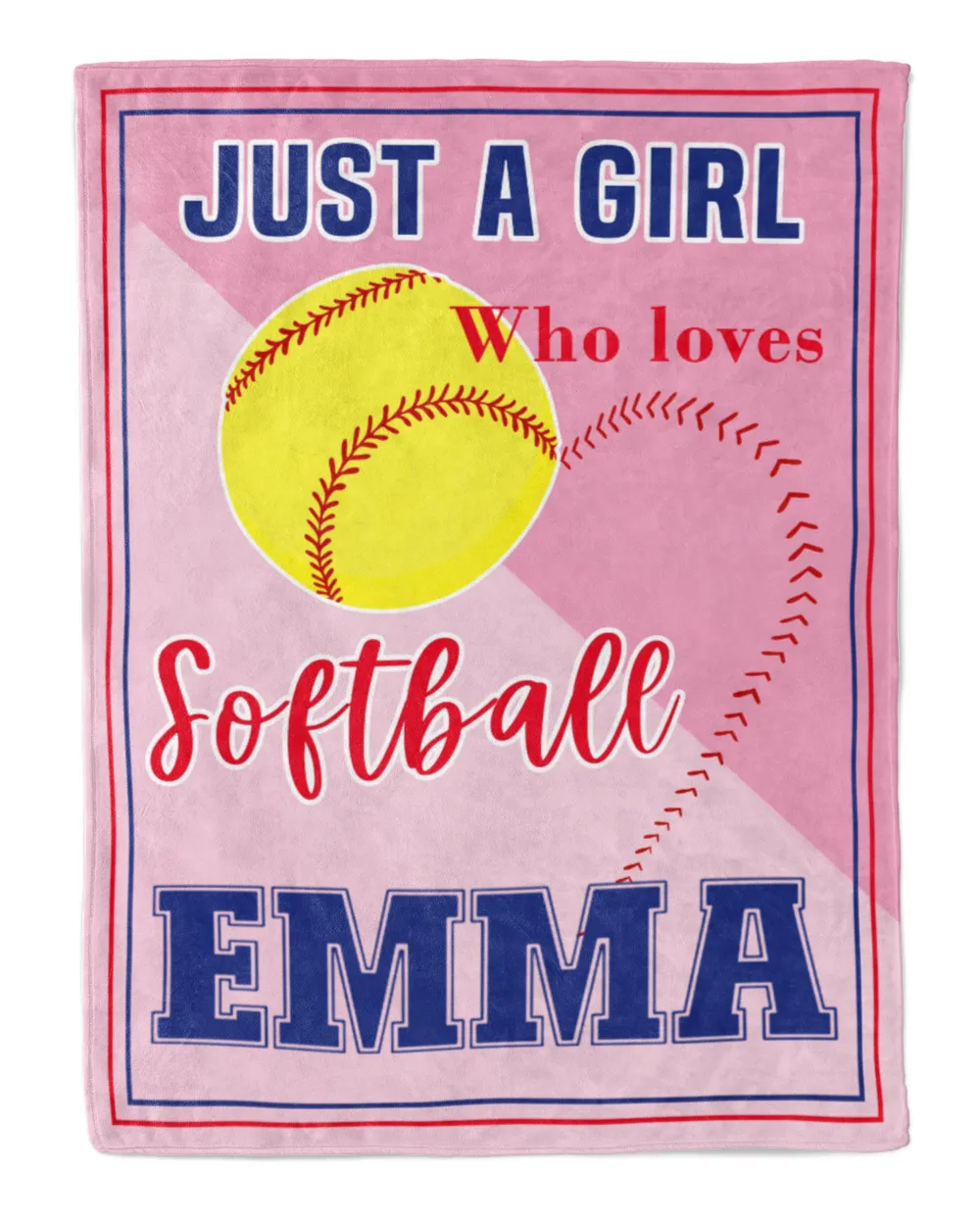 Personalized Name Softball  Blanket- Just A Girl Who Loves Softball- Softball Lovers- Softball Blankets Cozy Plush Fleece Blanket white 30x40in