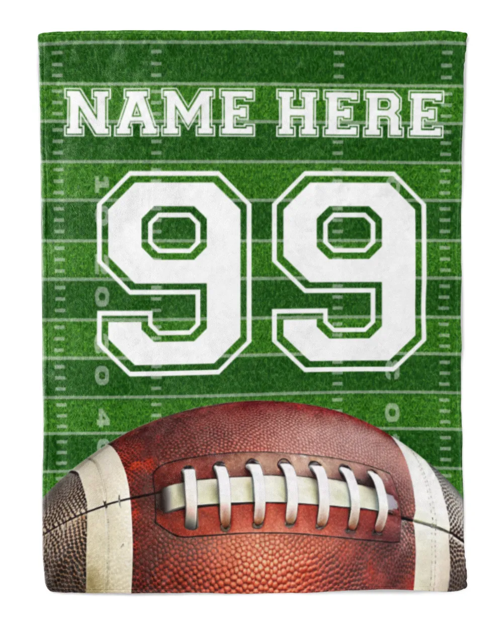 Flag Football Blanket - Customize Your Name and Number Cozy Plush Fleece Blanket white 30x40in