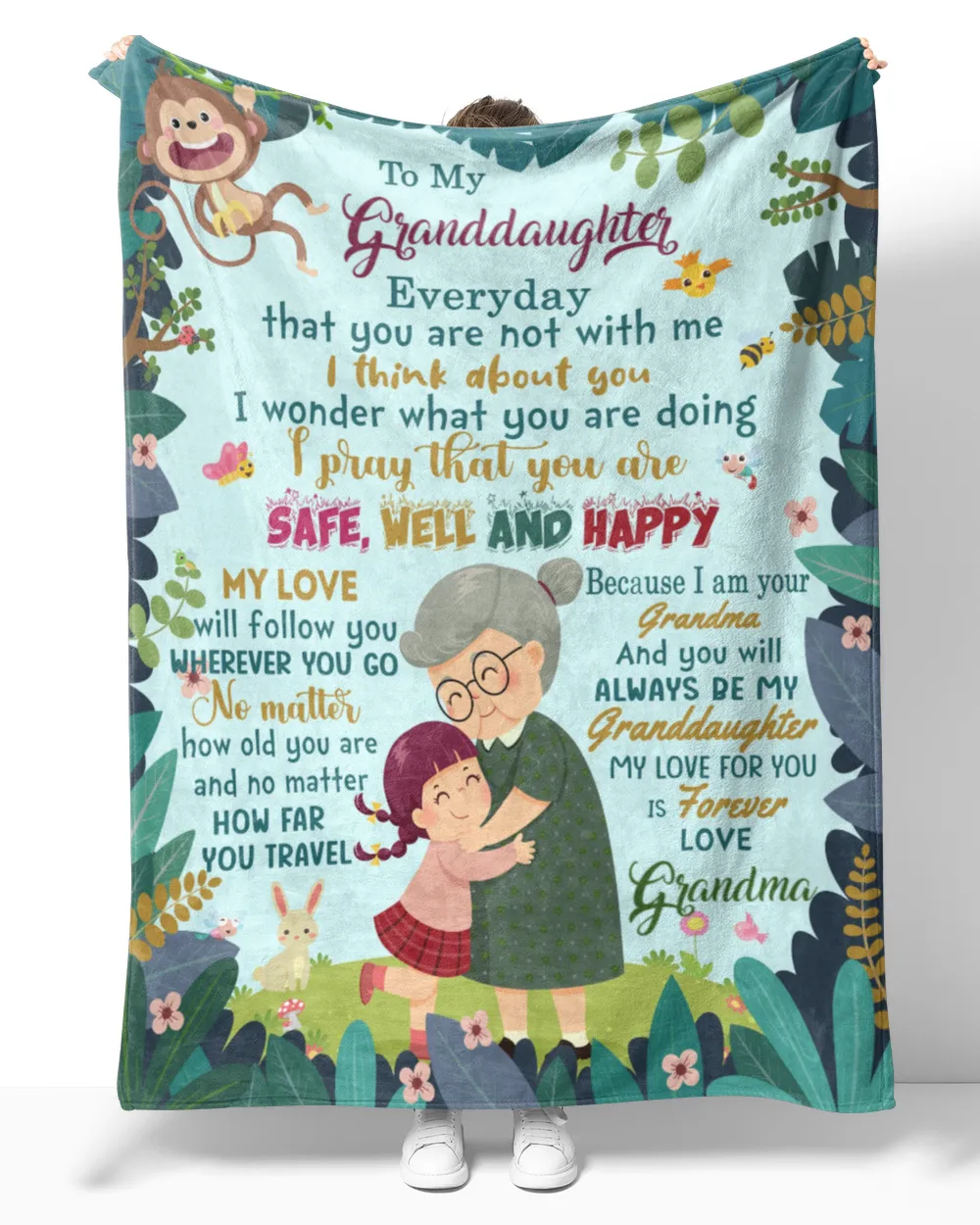 To My Granddaughter Blanket, Custom Name Blanket, Grandma Blanket, Grandpa Blanket, Family Throw Blanket - Blankets For Girl