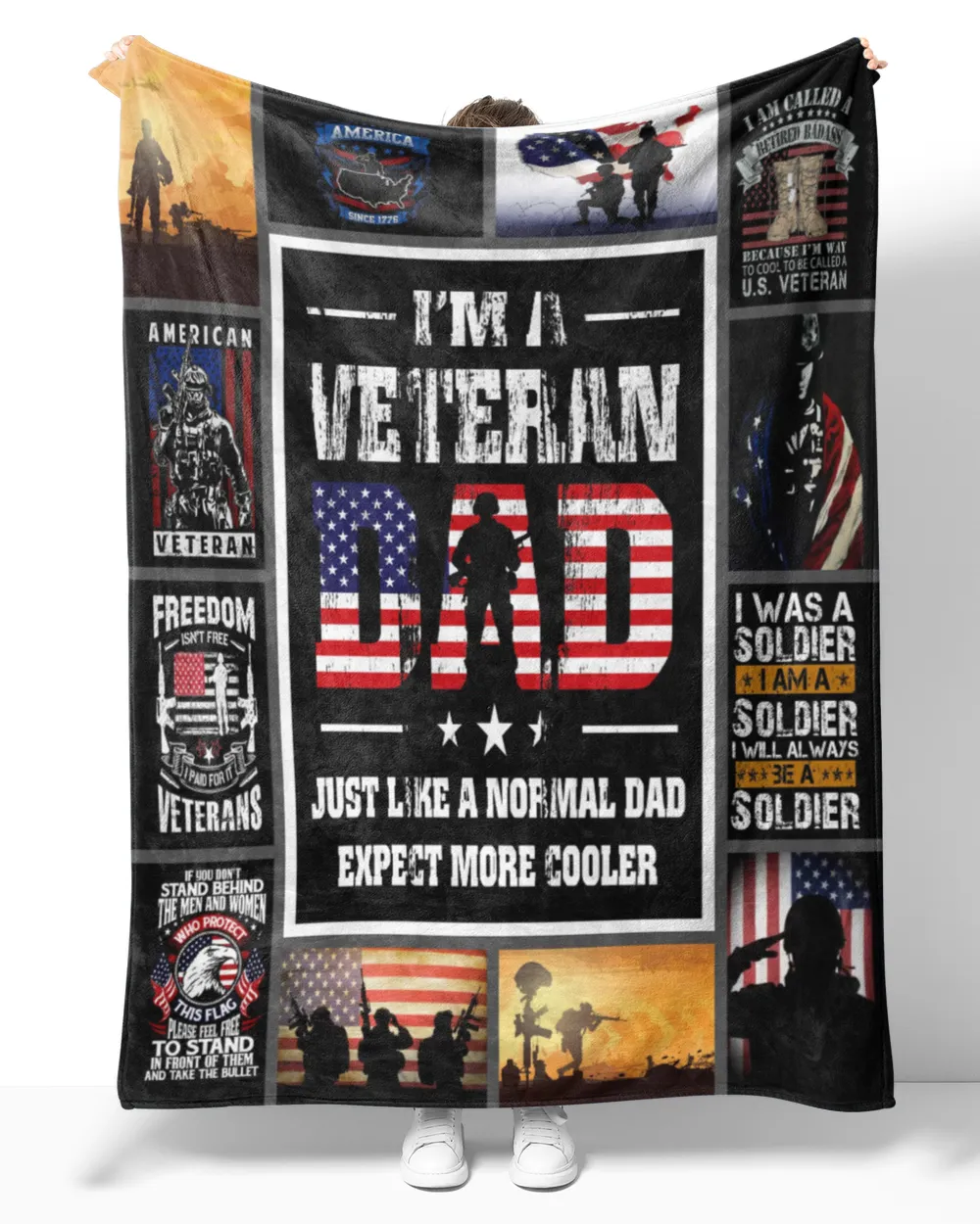 Veteran Father's Day Gifts, I'm A Veteran Dad Just Like A Normal Dad Expert More Cooler Quilt Fleece Blanket