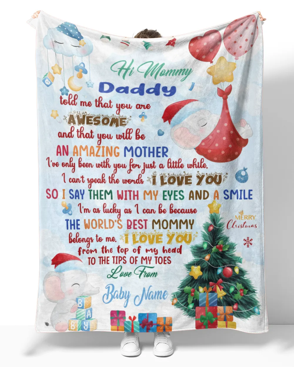 New Mom Gift From Daddy and Baby | Merry Christmas | Daddy and baby | Fleece Blanket