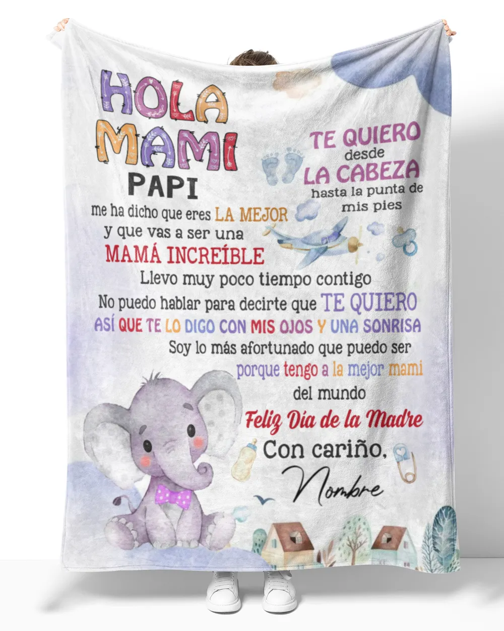 Hola mami Papi me ha dicho que eres la mejor y que vas a ser una mamá increíble. Cozy Plush Fleece Blanket white 30x40in