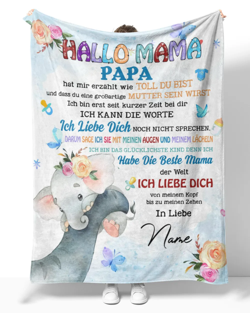 Hallo mama Cozy Plush Fleece Blanket white 30x40in