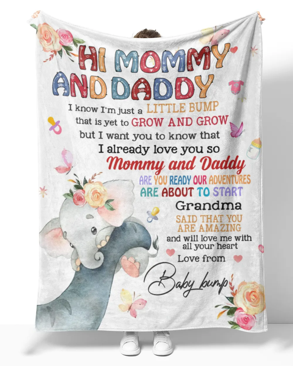 Hi mommy and Daddy Cozy Plush Fleece Blanket white 30x40in