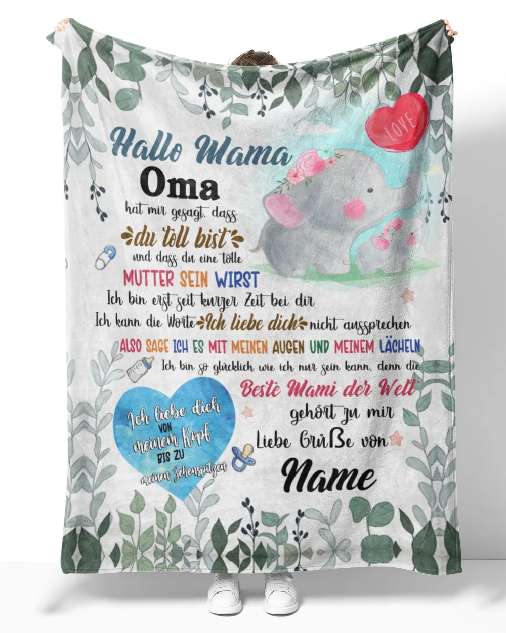 Hallo Mama Cozy Plush Fleece Blanket white 30x40in