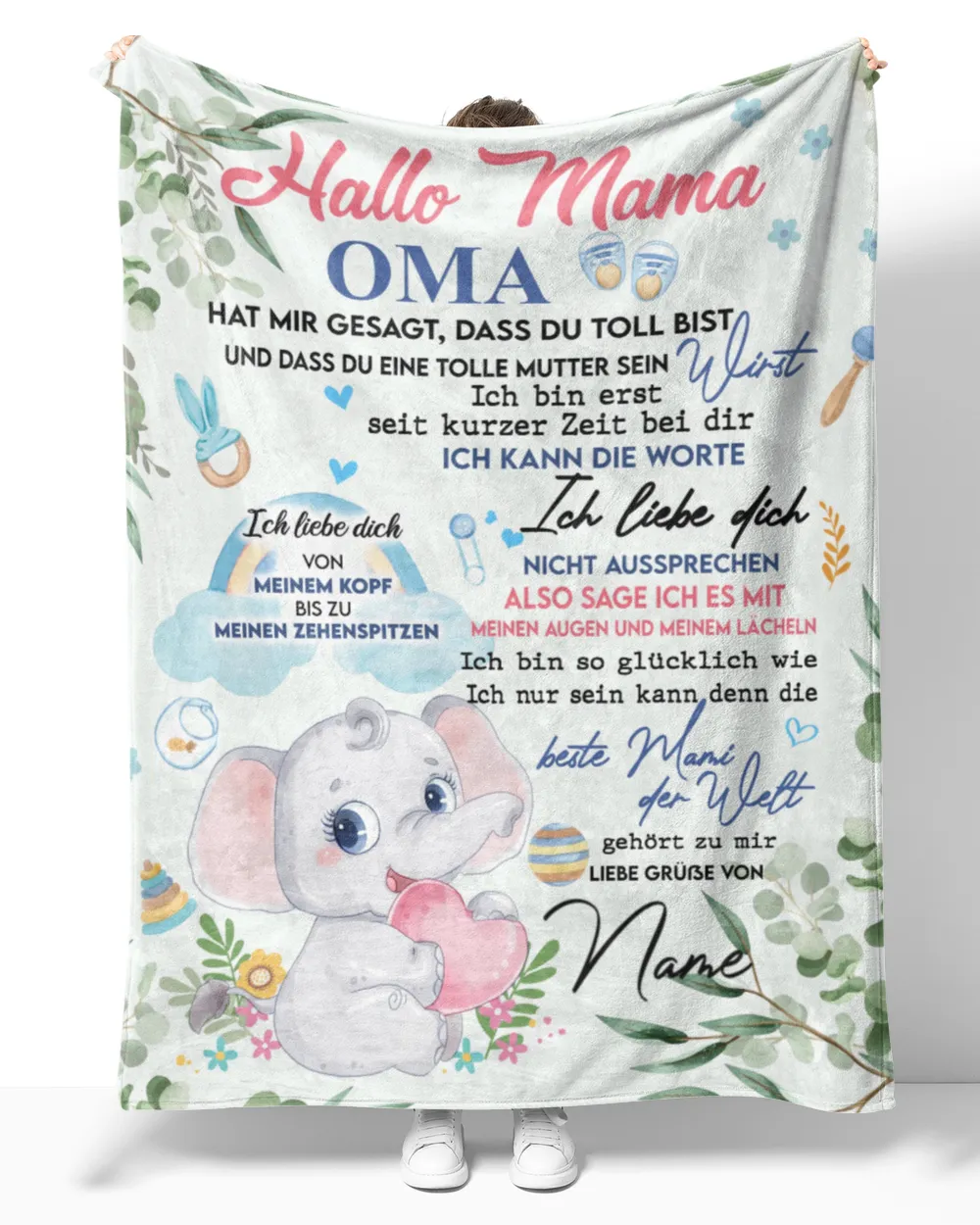 Hallo Mama Cozy Plush Fleece Blanket white 30x40in