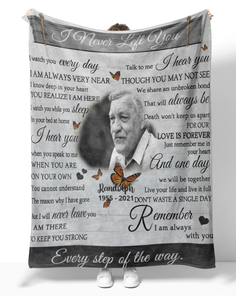 Personalized Custom I Never Left You Memorial Blanket With Pictures Sherpa Fleece Blanket FBL13 Cozy Plush Fleece Blanket white 30x40in