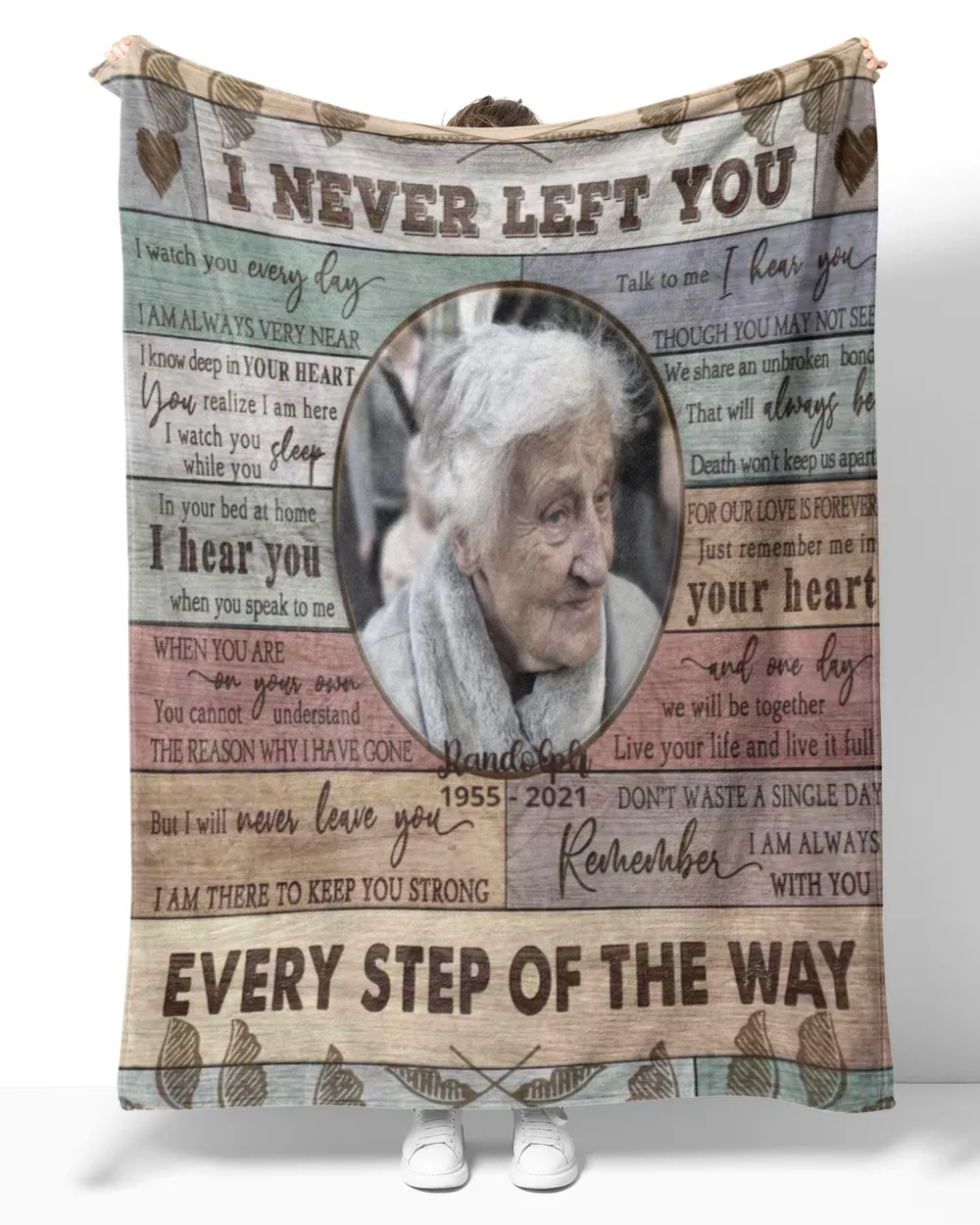 Personalized Custom I Never Left You Memorial Memory Photo Blanket Sherpa Fleece Blanket FBL22 Cozy Plush Fleece Blanket white 30x40in