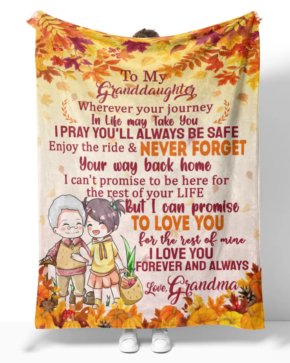To My Granddaughter Blanket, Custom Name Blanket, Grandma Blanket, Family Throw Blanket ,Gifts For Granddaughter