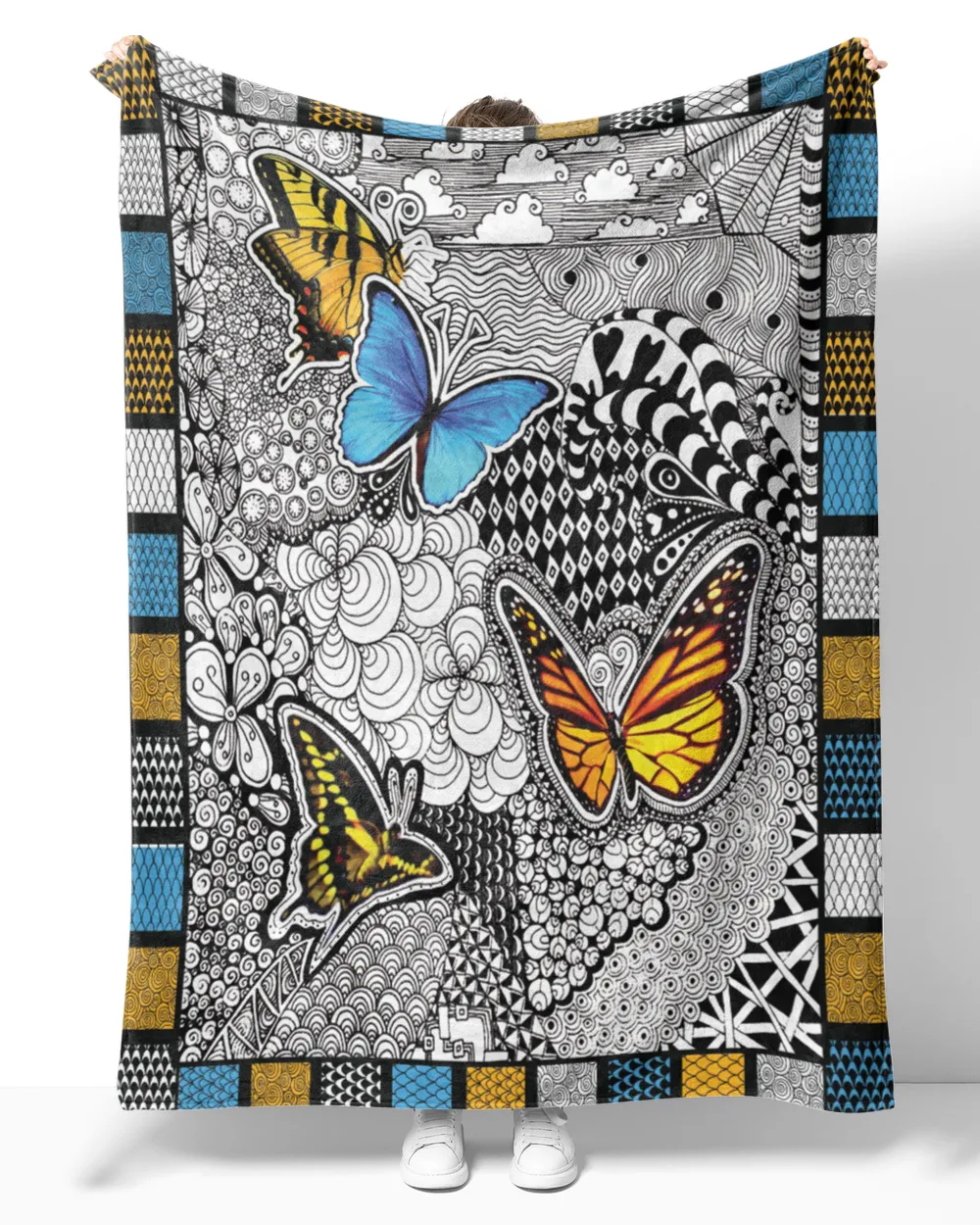 Butterfly Stylized Pattern BW