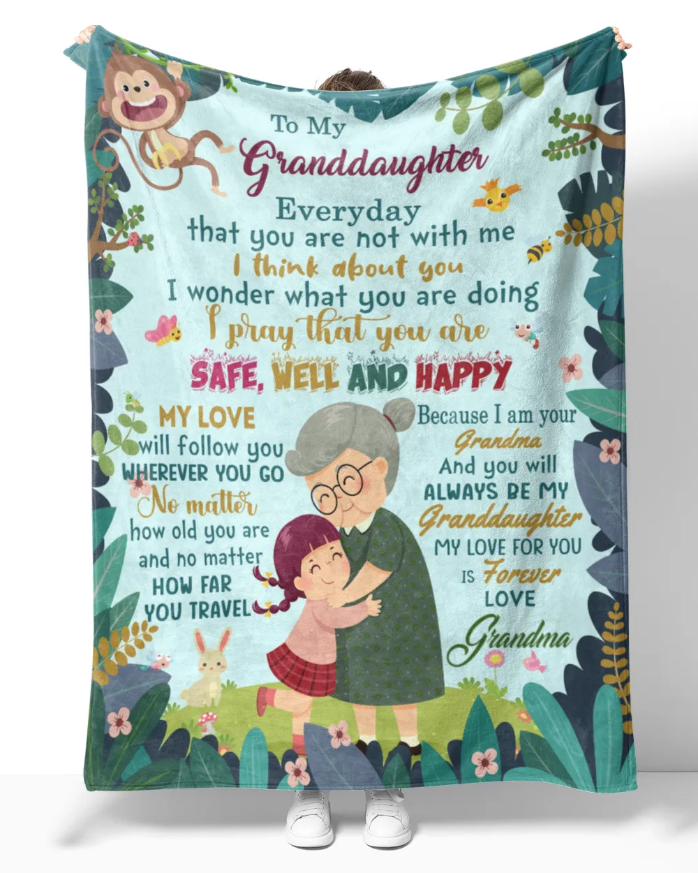 To My Granddaughter Blanket, Custom Name Blanket, Grandma Blanket, Grandpa Blanket, Family Throw Blanket