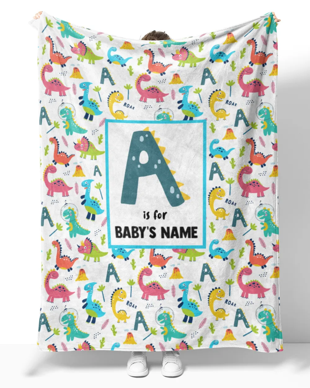 Personalized Kids Dinosaur Blanket, Custom Blanket, Kids Blanket with Name, Fleece Blanket Custom, Sherpa Blanket, Dinosaur Blanket Boys