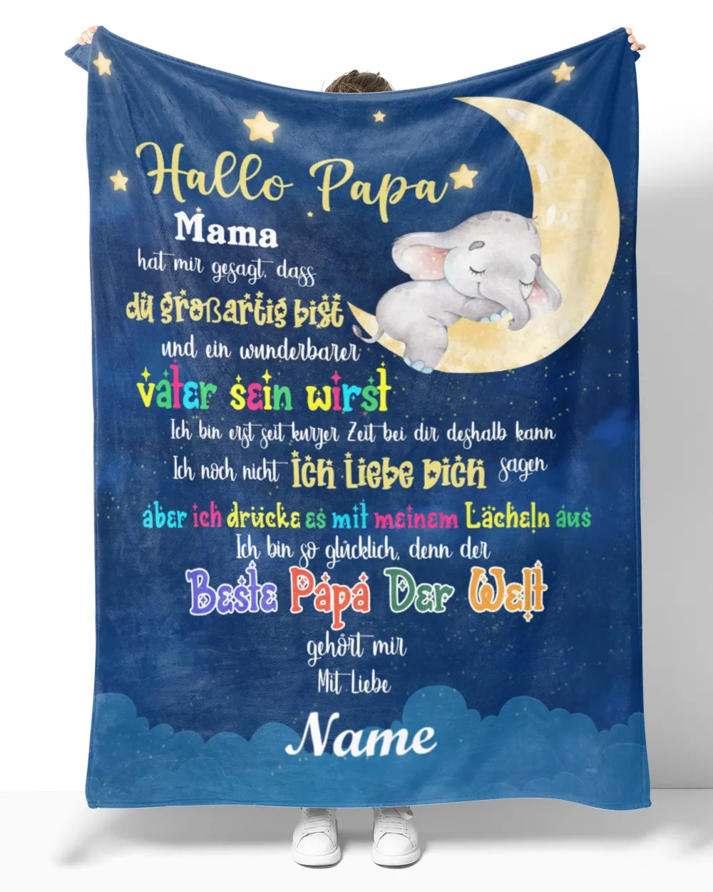 Hallo Papa Cozy Plush Fleece Blanket white 30x40in