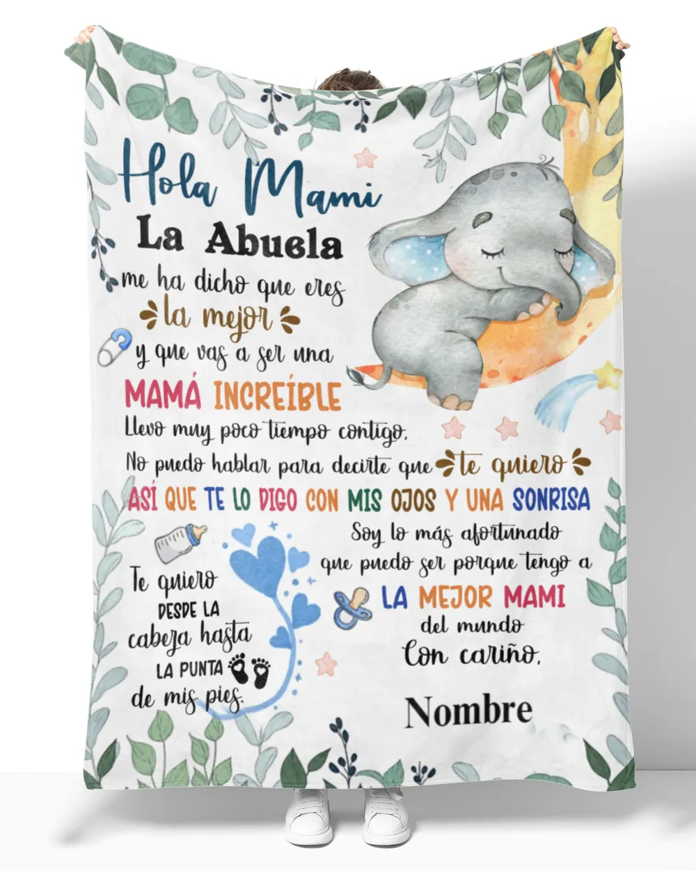 Hola mamá Cozy Plush Fleece Blanket white 30x40in
