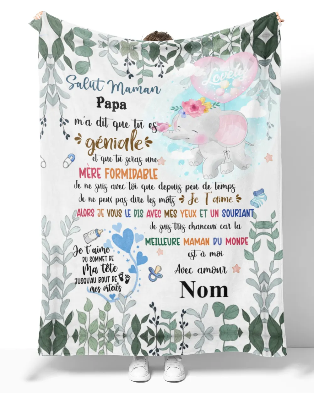 Bonjour maman Cozy Plush Fleece Blanket white 30x40in