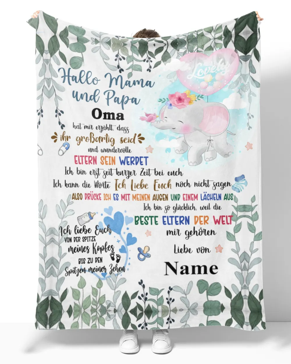 Hallo Mama und Papa Cozy Plush Fleece Blanket white 30x40in