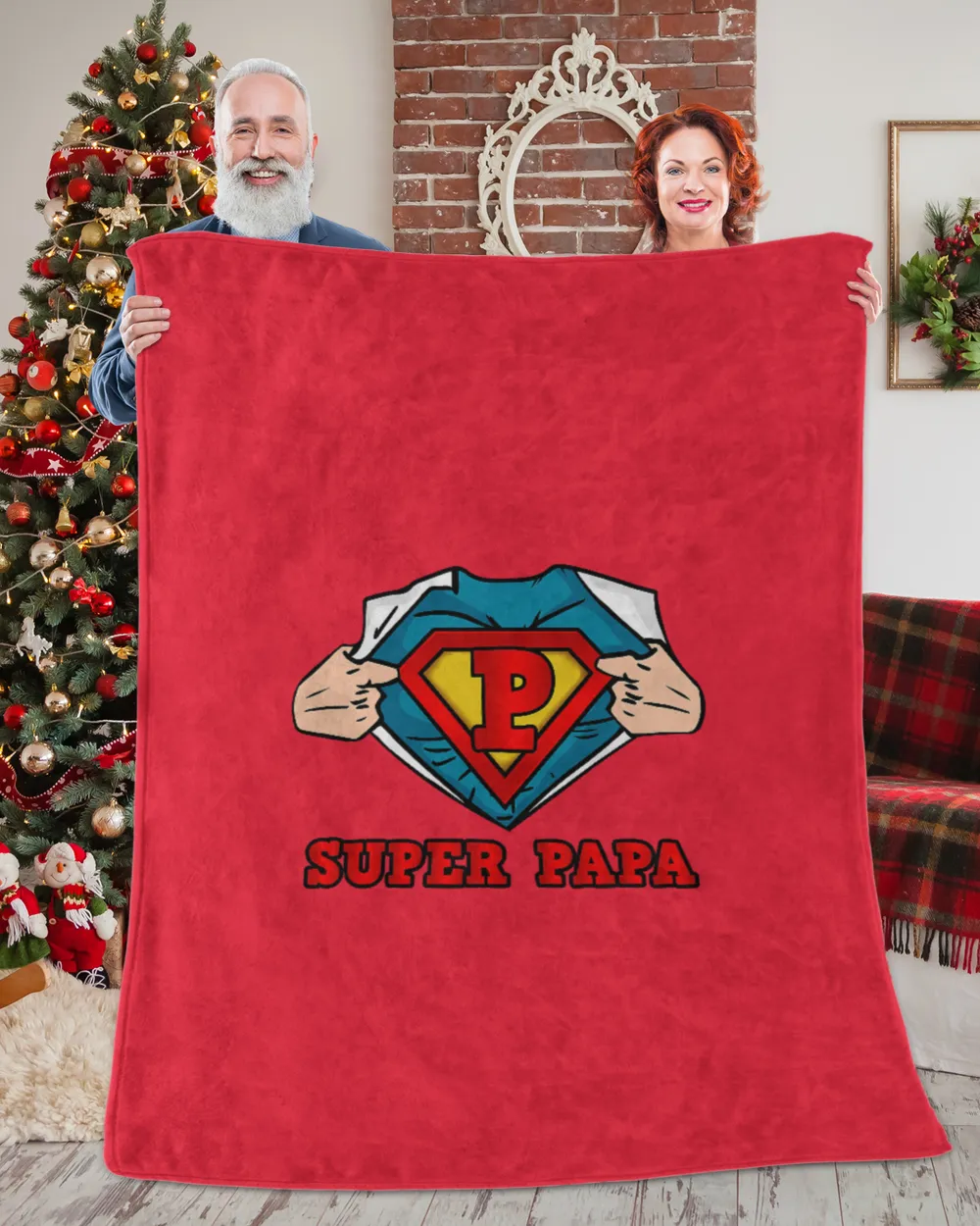 Mens SUPERHERO SUPER PAPA T-SHIRT - GREAT GIFT FOR DAD