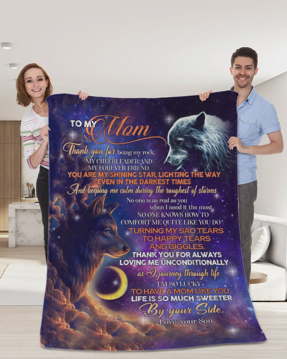 Special gift for your Mom Premium Mink Sherpa Blanket white 50x60in