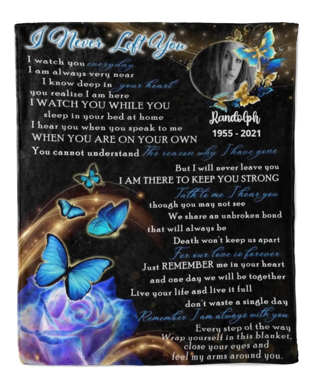 Personalized Custom I Never Left You Memorial Blanket With Pictures Sherpa Fleece Blanket FBL16 Premium Mink Sherpa Blanket white 50x60in