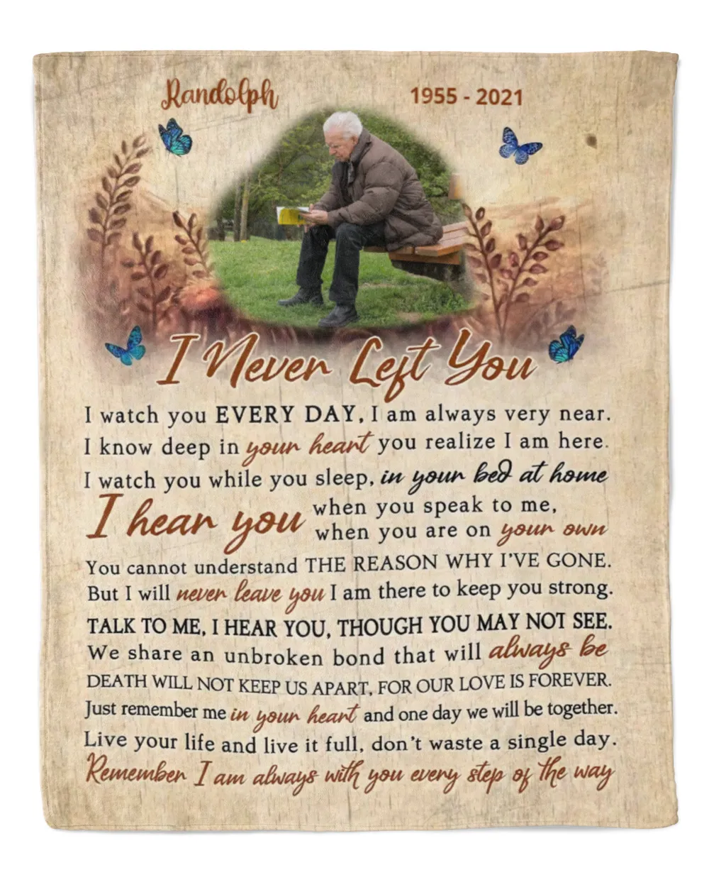 Personalized Custom I Never Left You Memorial Sherpa Fleece Blanket FBL23 Premium Mink Sherpa Blanket white 50x60in