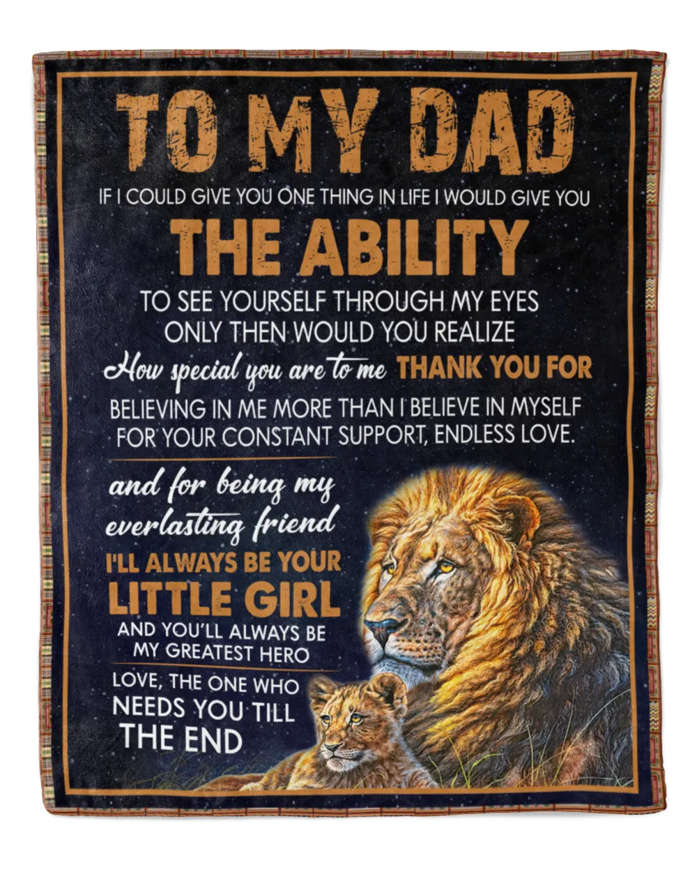 Lion To My Dad Blanket Quilt Fleece Blanket Bundle