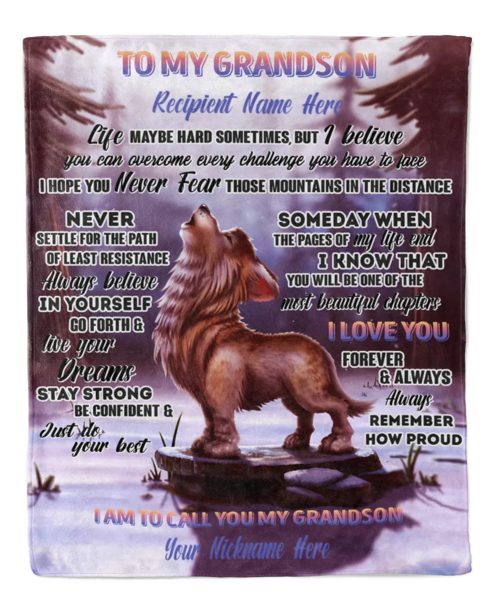 To My Grandson, wolf and galaxy