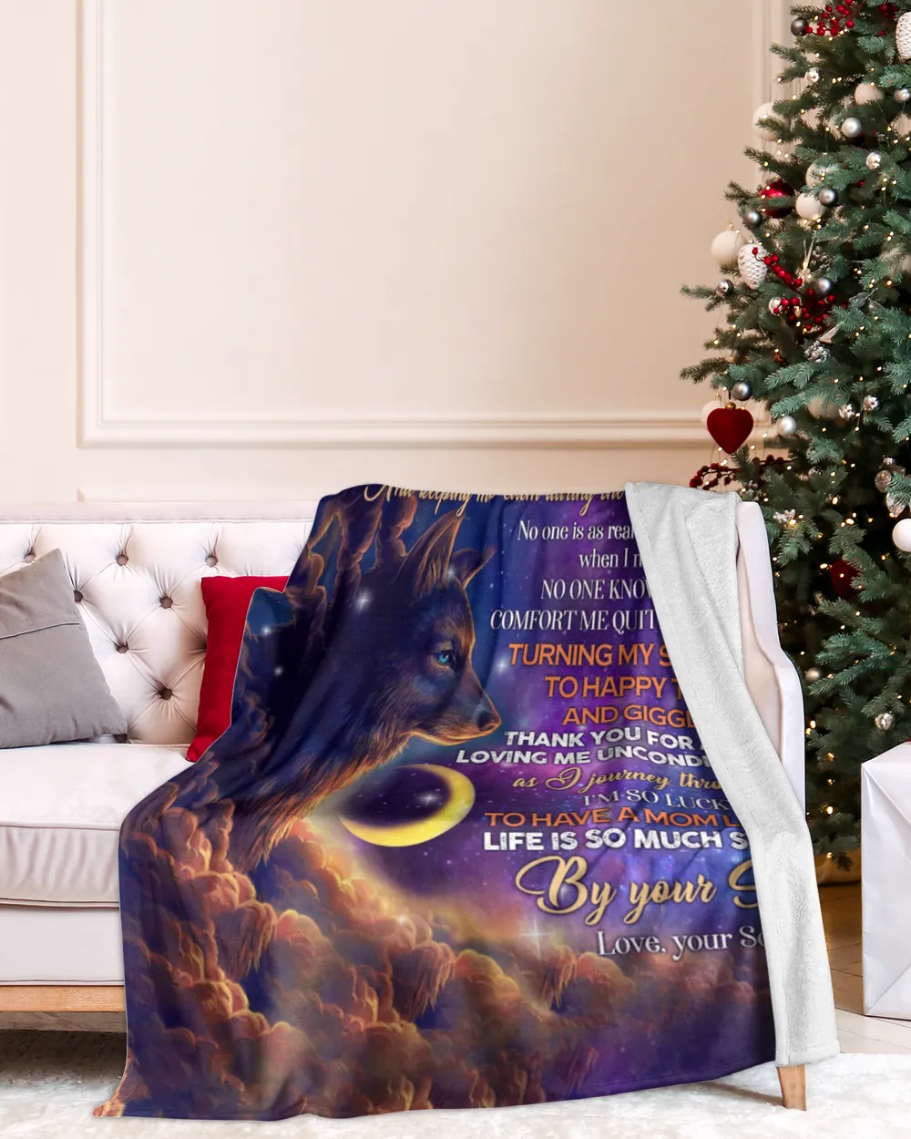 Special gift for your Mom Premium Mink Sherpa Blanket white 50x60in