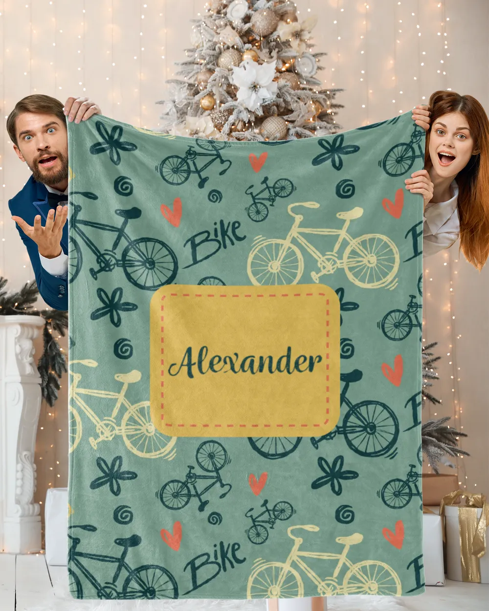 Personalized Blanket With Name For Cyclist