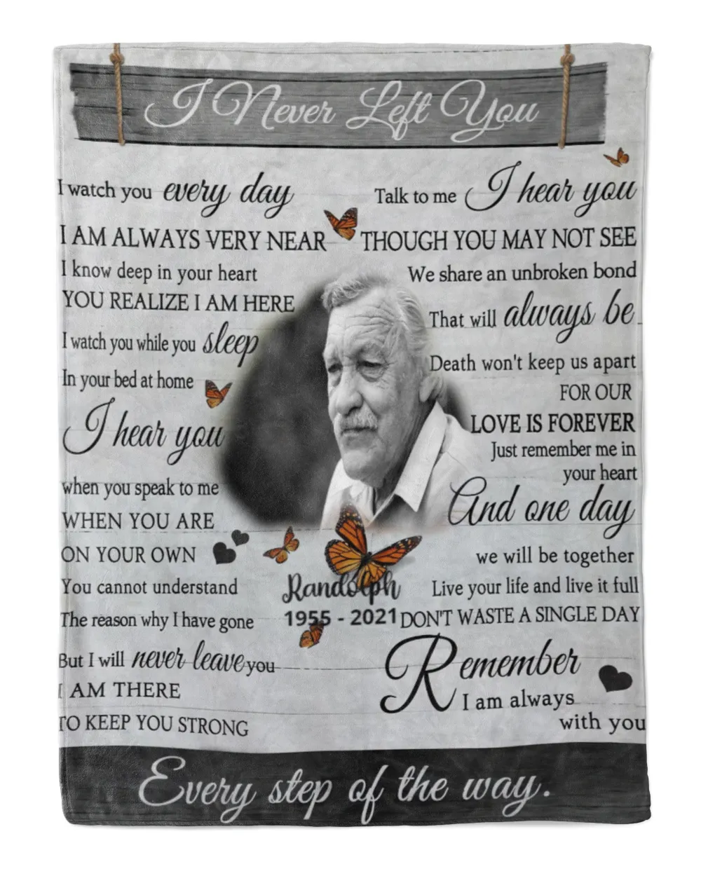 Personalized Custom I Never Left You Memorial Blanket With Pictures Sherpa Fleece Blanket FBL13 Premium Mink Sherpa Blanket white 50x60in
