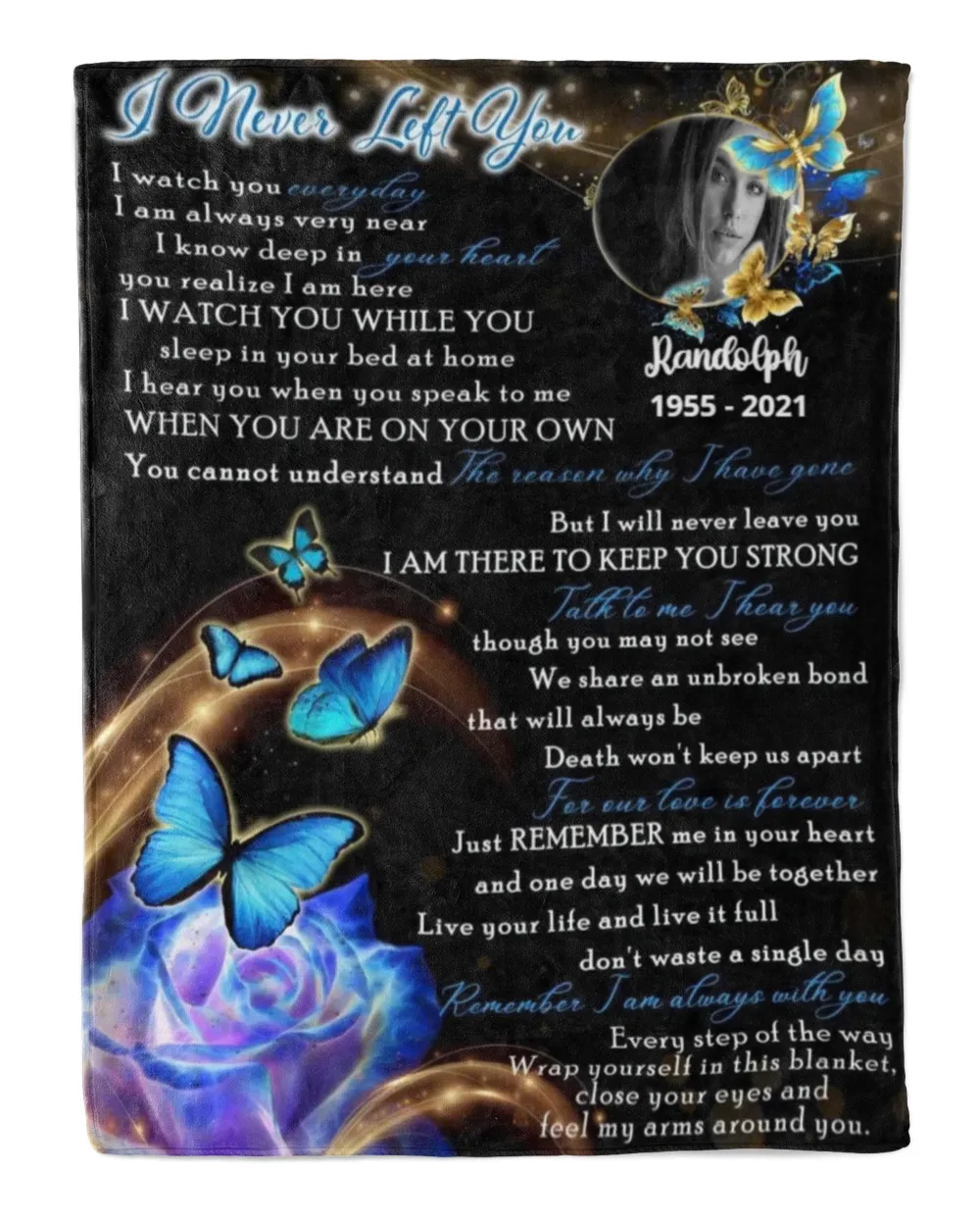 Personalized Custom I Never Left You Memorial Blanket With Pictures Sherpa Fleece Blanket FBL16 Premium Mink Sherpa Blanket white 50x60in