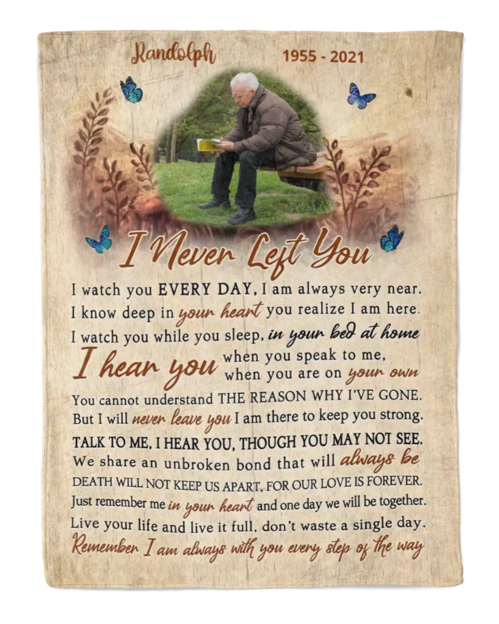 Personalized Custom I Never Left You Memorial Sherpa Fleece Blanket FBL23 Premium Mink Sherpa Blanket white 50x60in