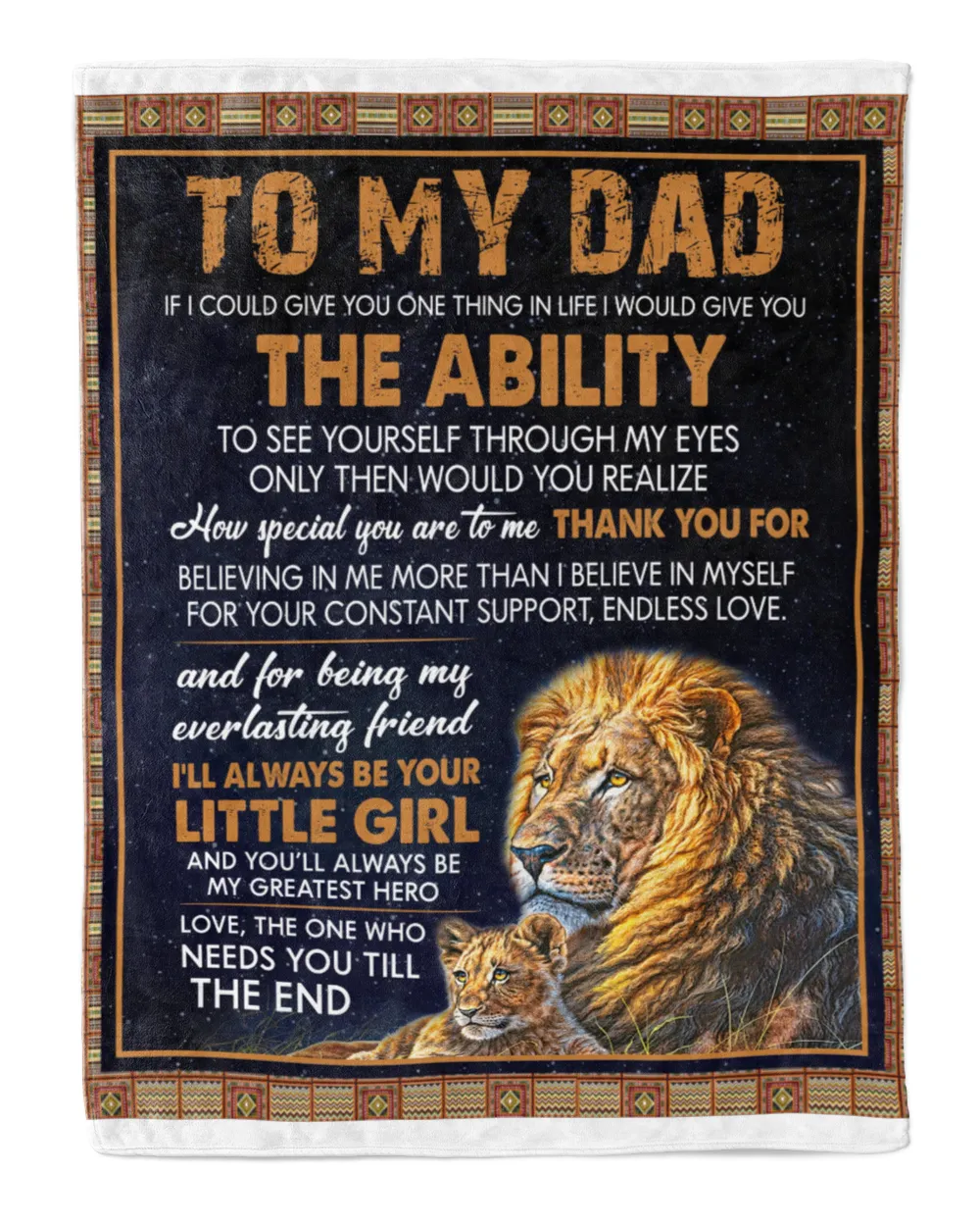 Lion To My Dad Blanket Quilt Fleece Blanket Bundle