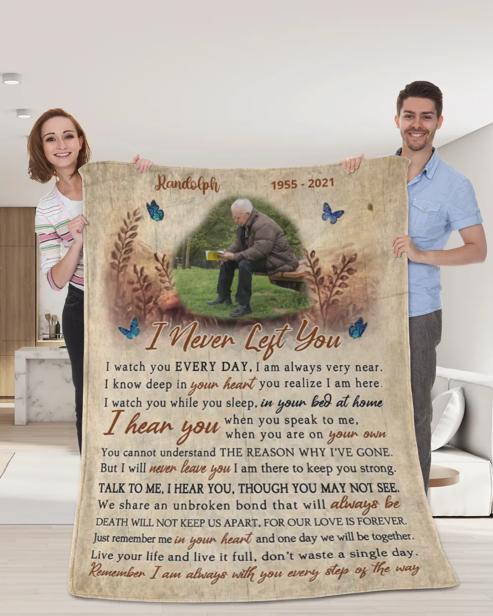 Personalized Custom I Never Left You Memorial Sherpa Fleece Blanket FBL23 Premium Mink Sherpa Blanket white 50x60in