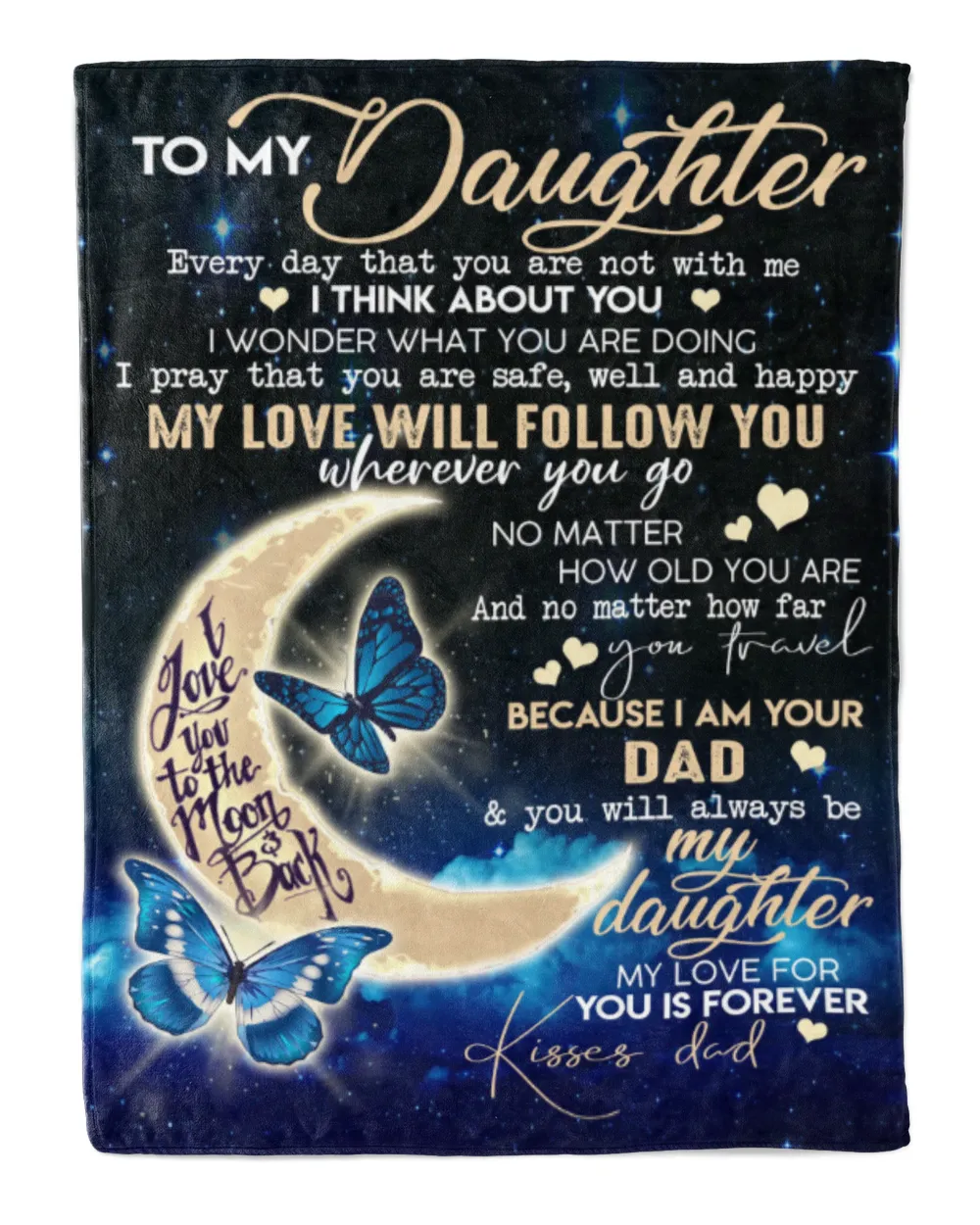 Dad to Daughter Premium Mink Sherpa Blanket white 50x60in