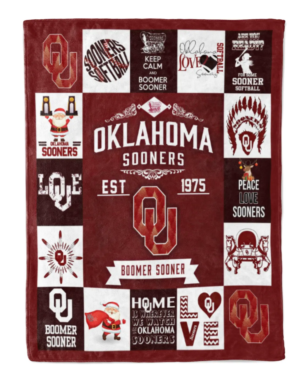 Oklahoma Softball- OU Blanket- Christmas Blanket- For Softball Fans- Championship Mindset Premium Mink Sherpa Blanket white 50x60in