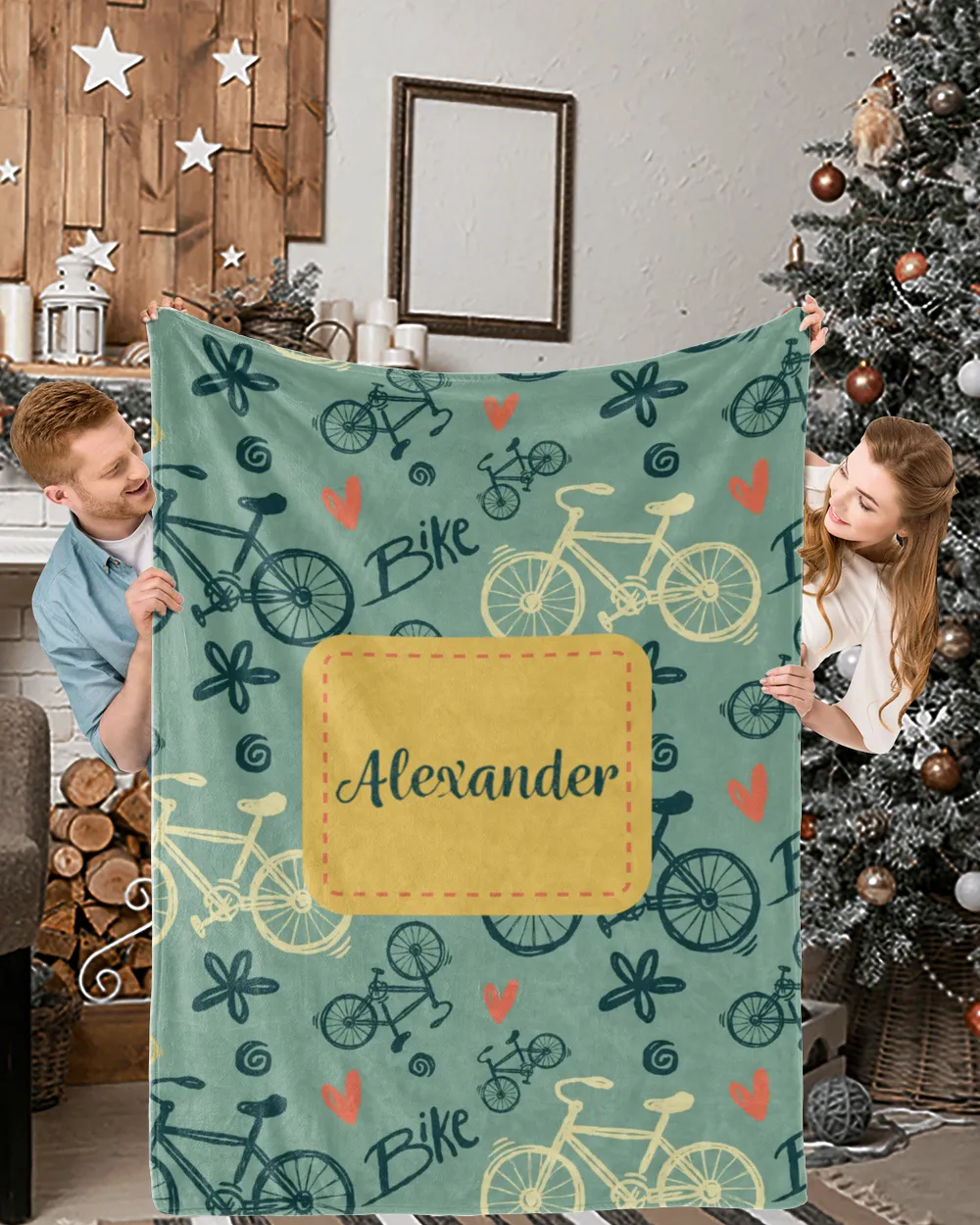 Personalized Blanket With Name For Cyclist