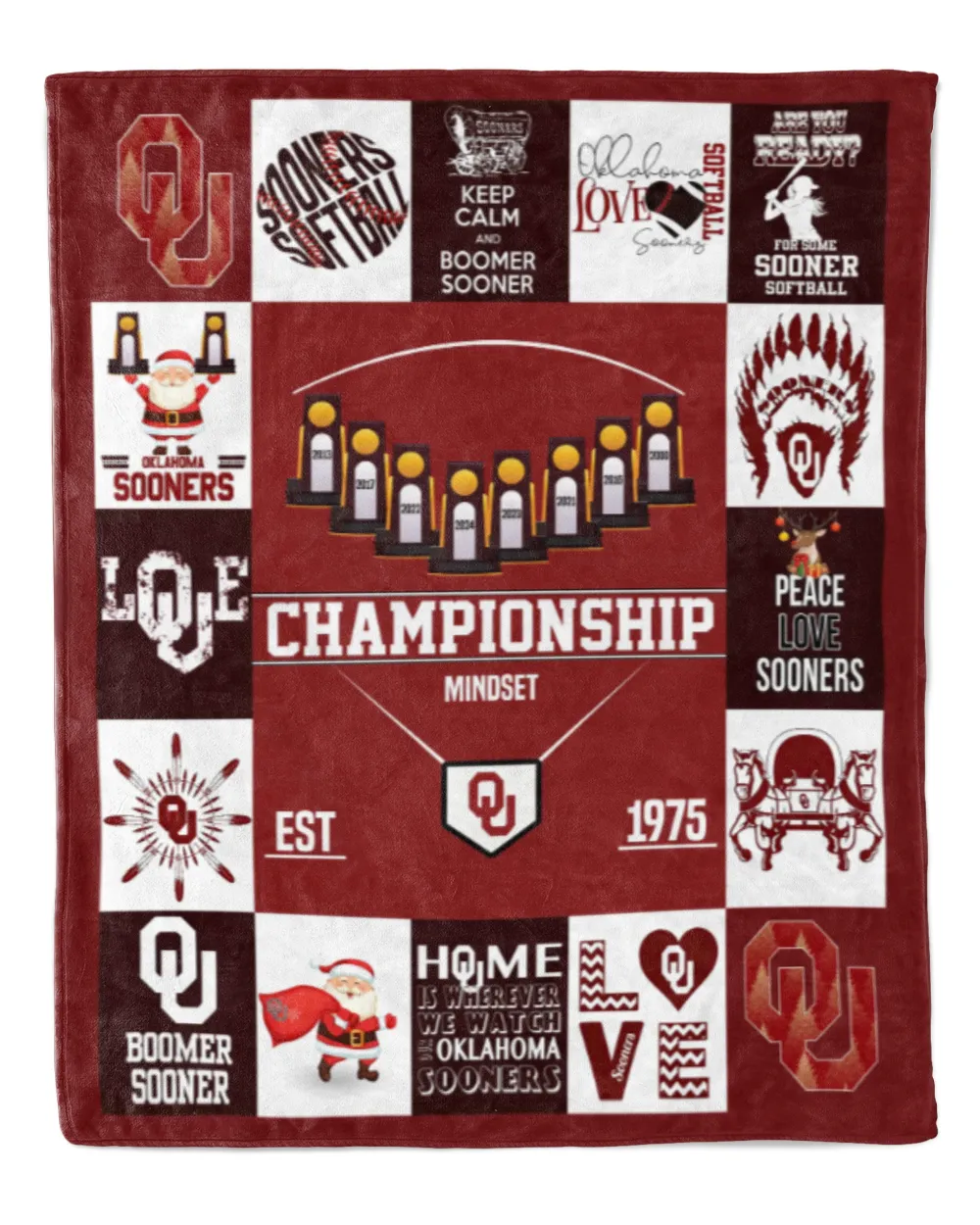 Oklahoma Softball- OU Blanket- Christmas Blanket- For Softball Fans- Championship Mindset Premium Mink Sherpa Blanket white 50x60in