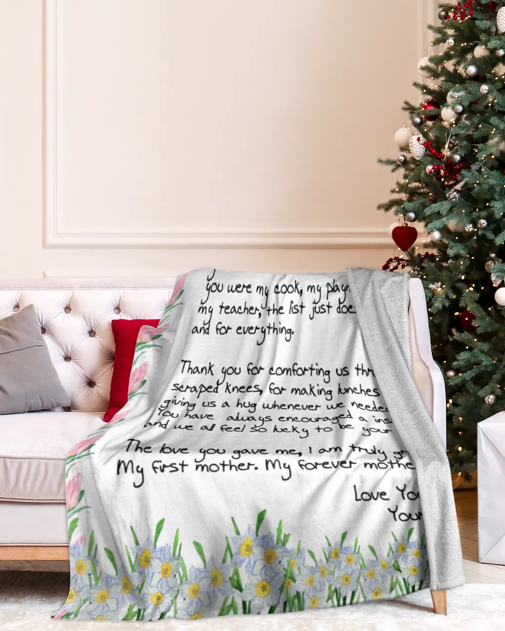 Blanket with lovely letter for mother