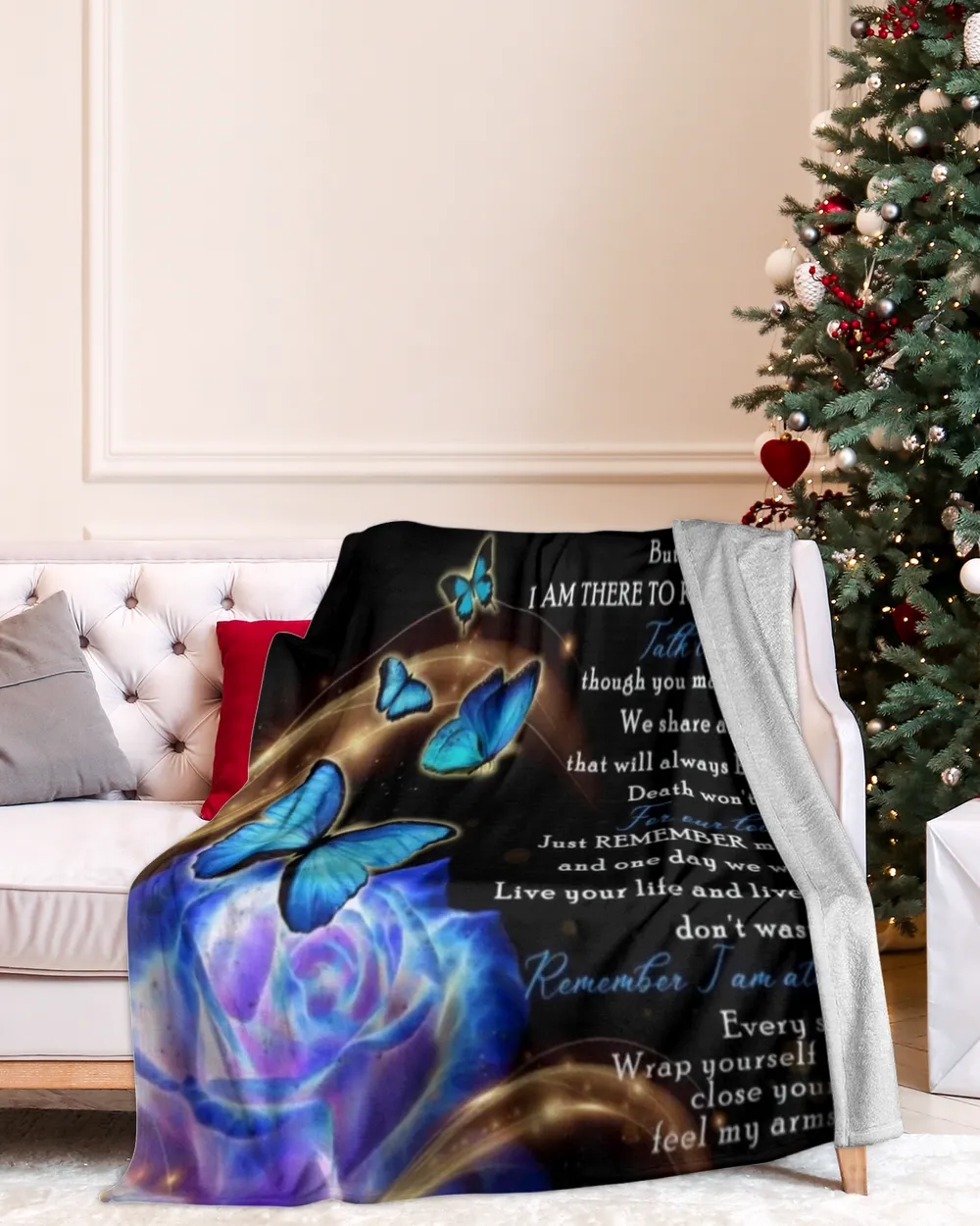 Personalized Custom I Never Left You Memorial Blanket With Pictures Sherpa Fleece Blanket FBL16 Premium Mink Sherpa Blanket white 50x60in