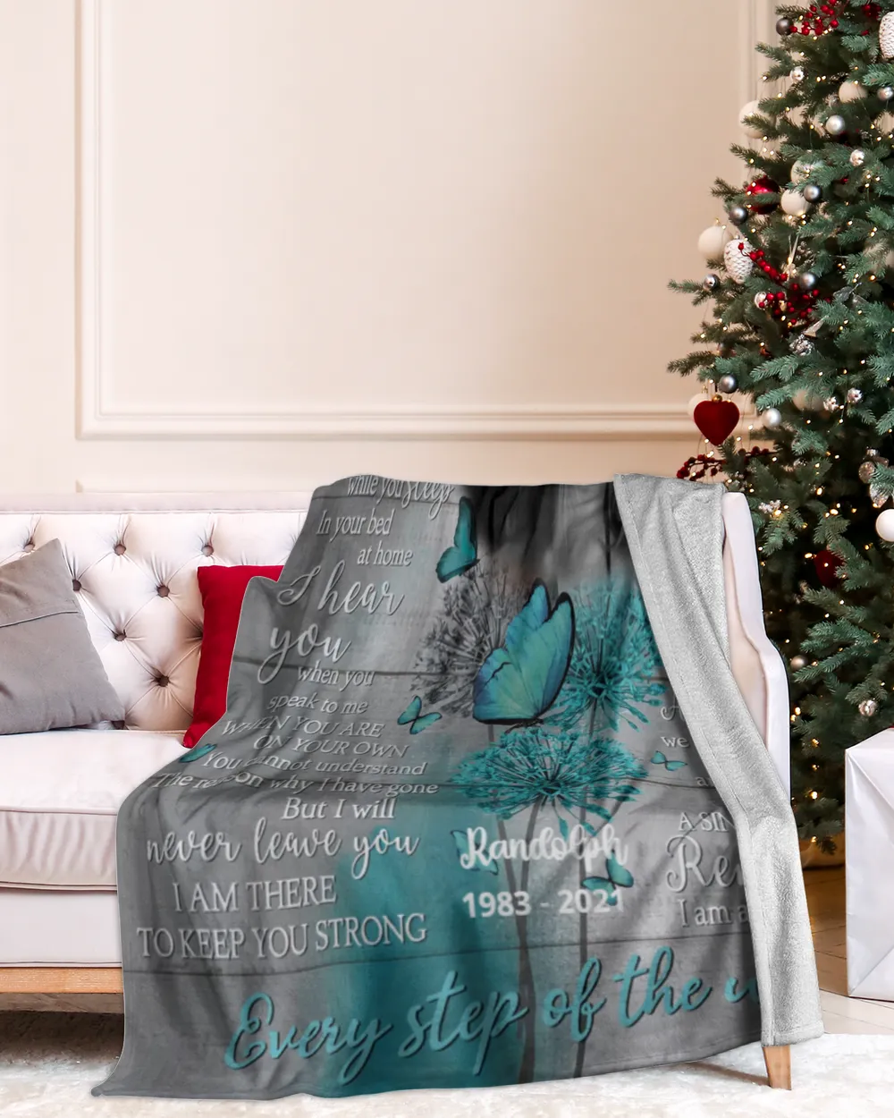 Personalized Custom I Never Left You Memorial Memory Blankets With Pictures Sherpa Fleece Blanket FBL19 Premium Mink Sherpa Blanket white 50x60in