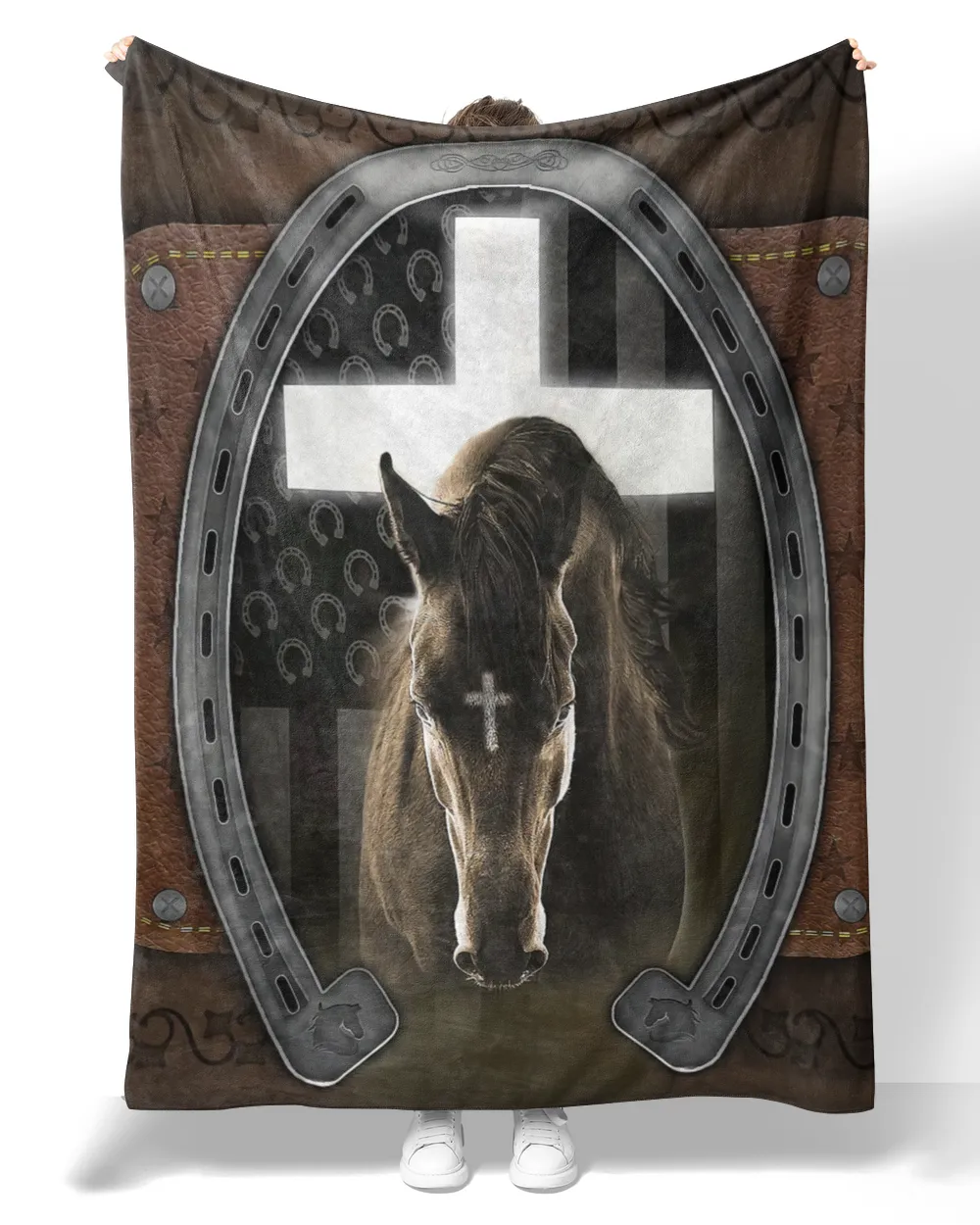 Horseshoe cross blanket