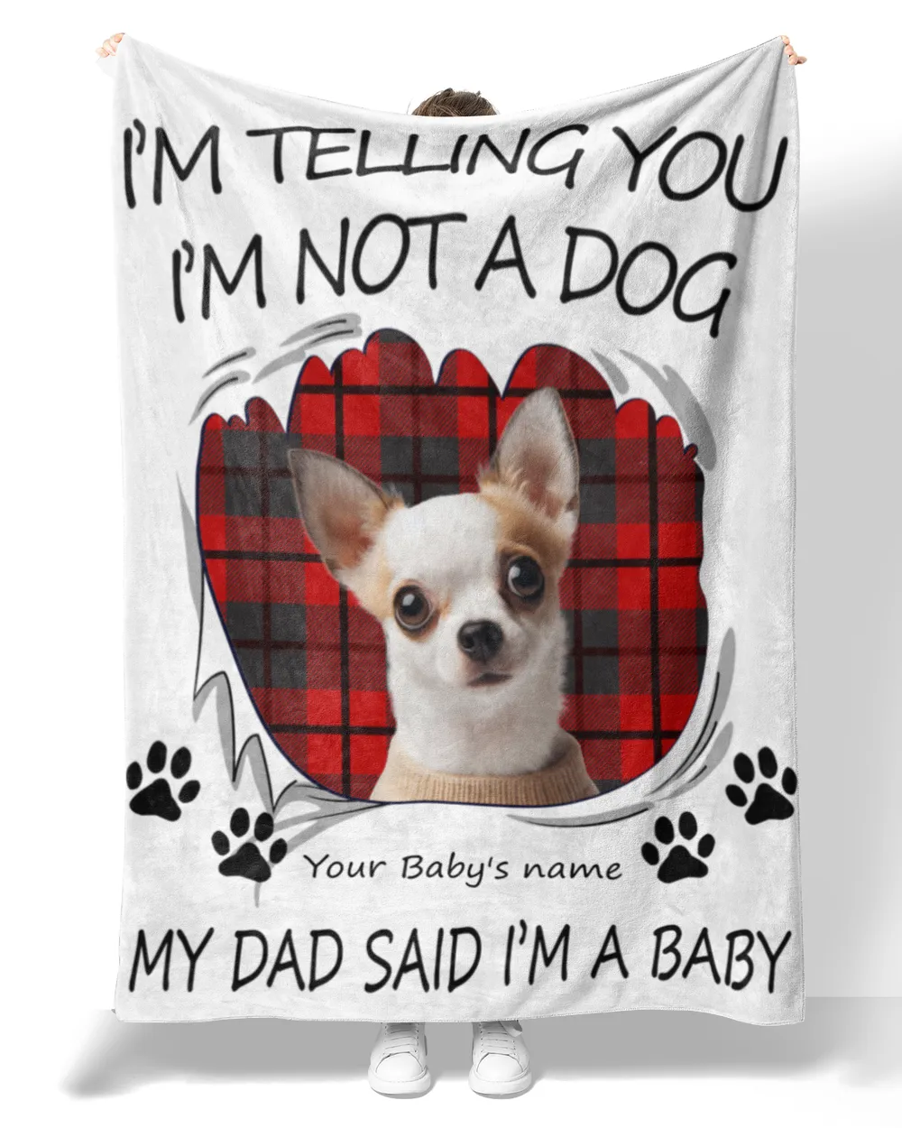 I'm Telling You I'm Not A Pet My Parent Said I'm A Baby Premium Mink Sherpa Blanket white 50x60in
